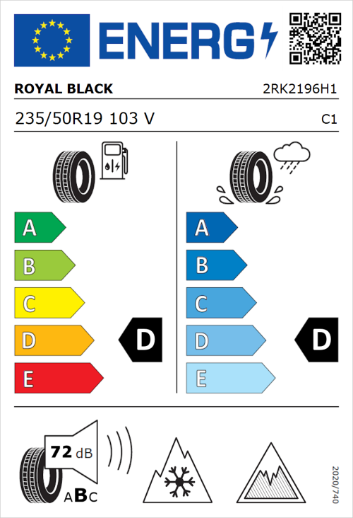 Tyre Label for Royal Black Winter 235/50R19 103V